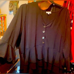 Orphelia Rose Black Bell Sleeve Dressy Shirt Size 2X